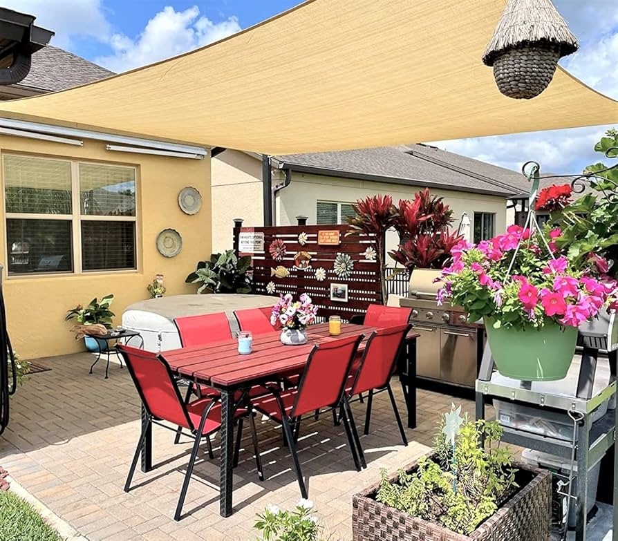 Sun Shade Sail Beige Rectangle Patio Sail UV Block