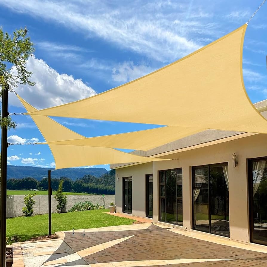 Sun Shade Sail Sand Beige Overlapping Mesh Layout