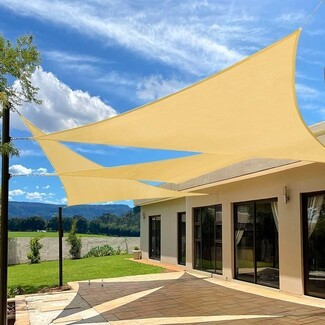 Sun Shade Sail Sand Beige Overlapping Mesh Layout