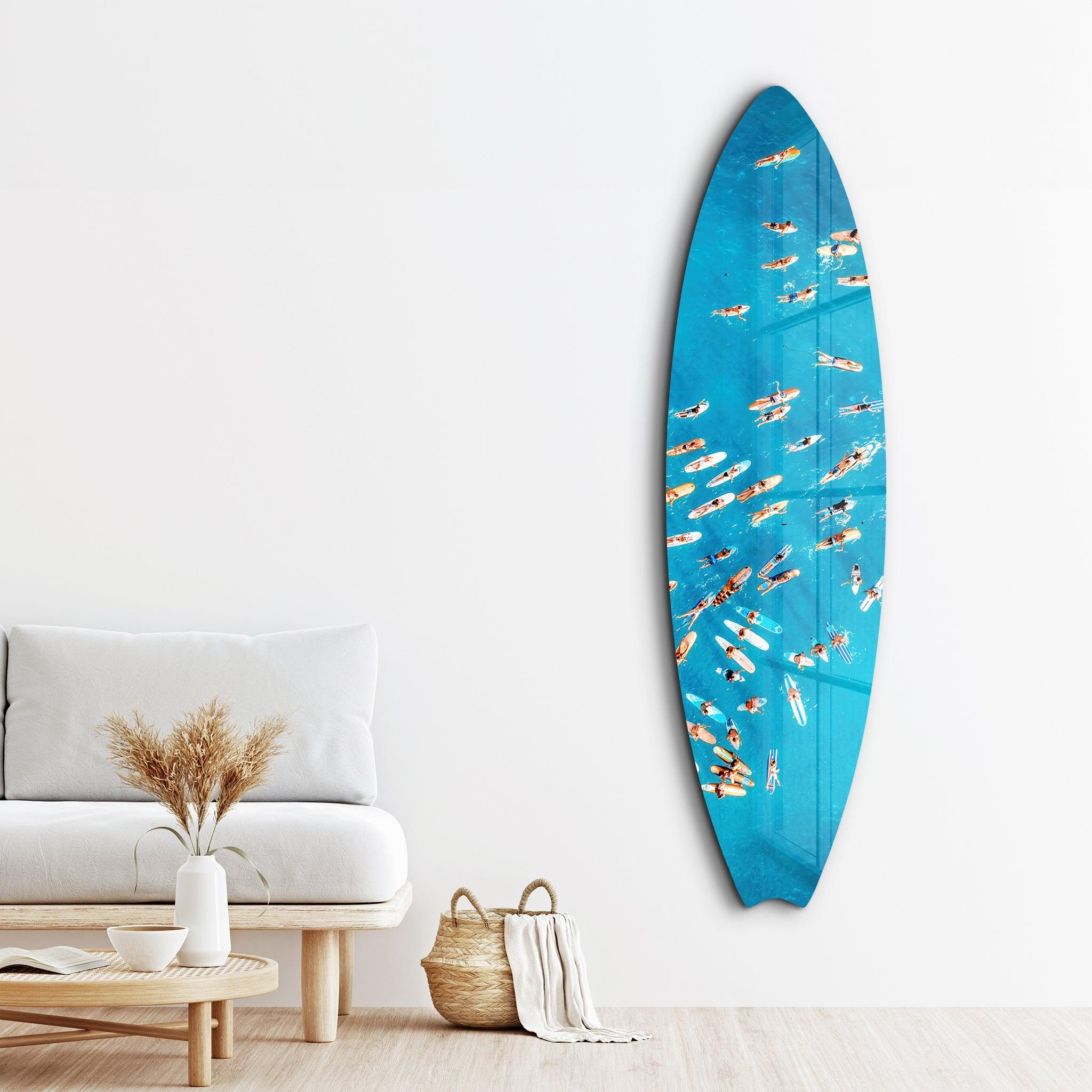 Surfboard Wall Art Glossy Glass Swallow Tail Aerial Beach