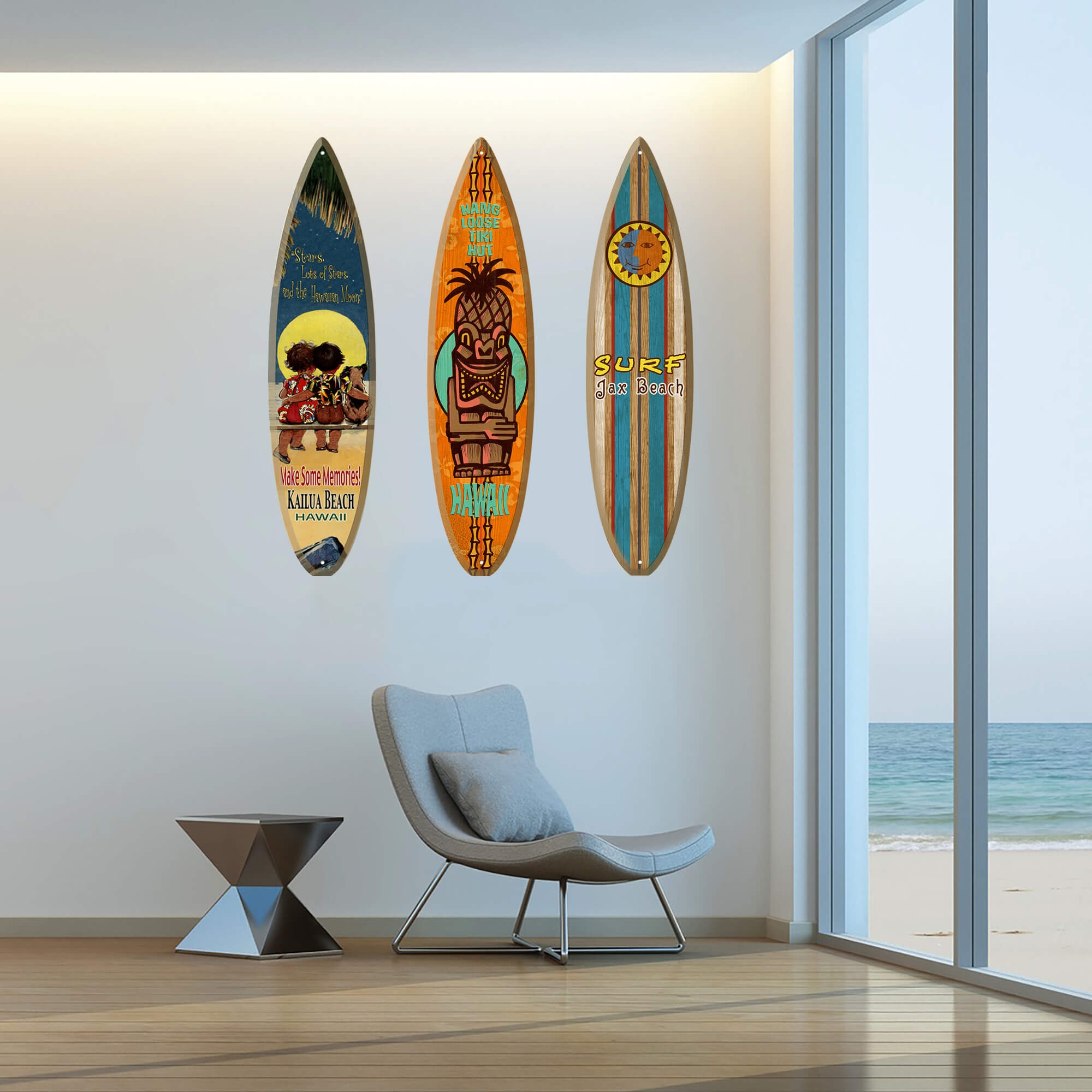 Surfboard Wall Art Panels Retro Hawaiian Tiki Wall Decor