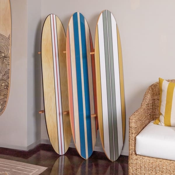 Surfboard Wall Decor Vertical Racing Stripes Lacquered