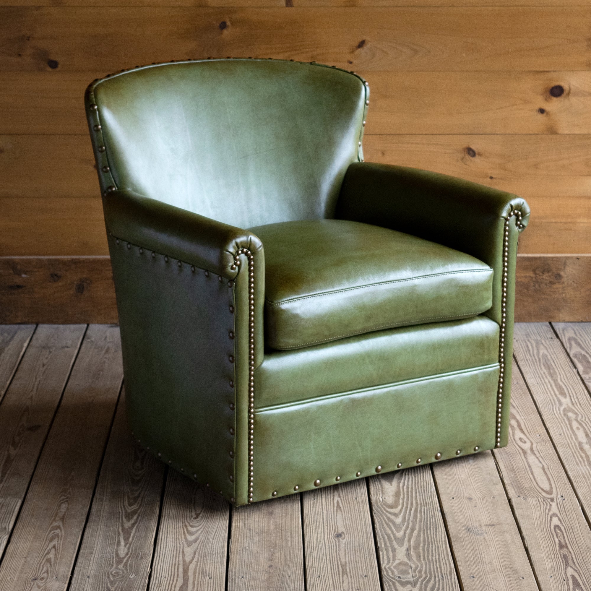 Swivel Chair Moss Studded Nailhead Accents Seating