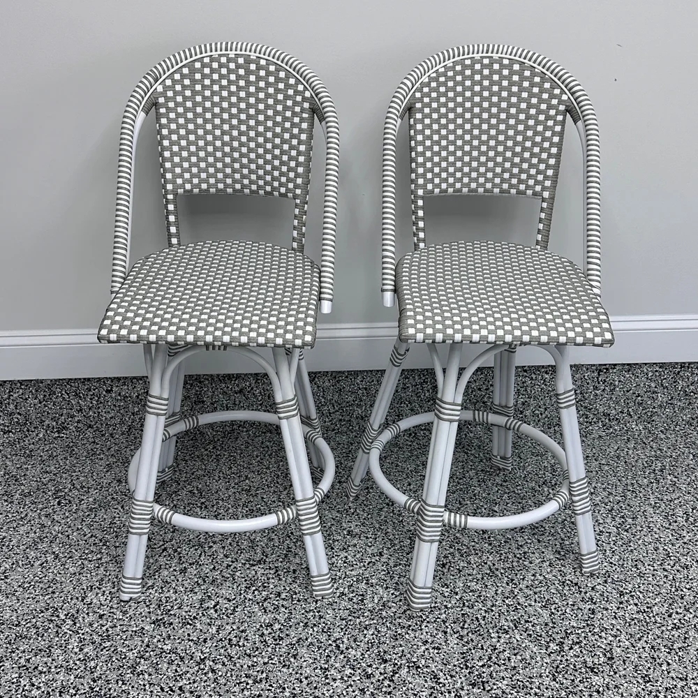 Swivel Counter Stool with Swivel Base and Striped Wraps