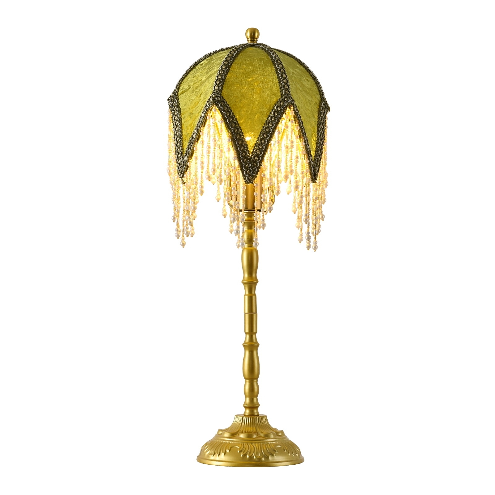 Table Lamp beaded fringe scalloped beaded fringe bedside light