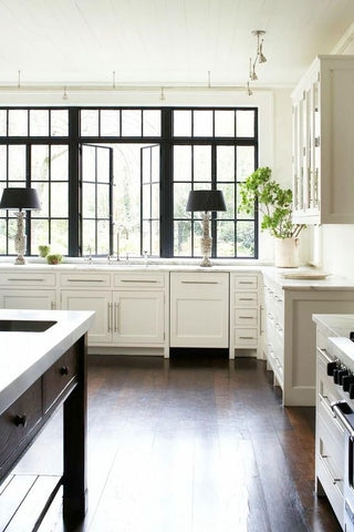 Table Lamp Black Framed Windows Shaker Cabinet Inspiration