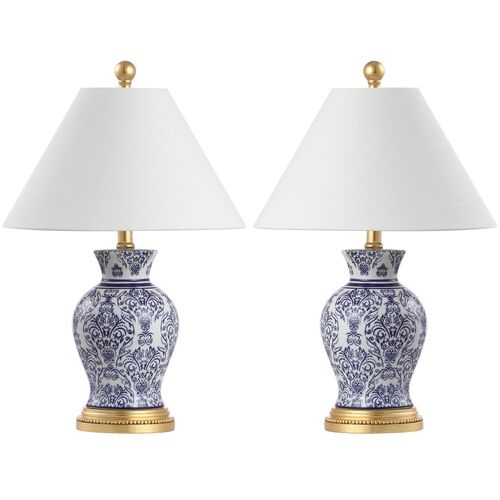 Table Lamp blue damask pattern beaded damask ceramic table lamps