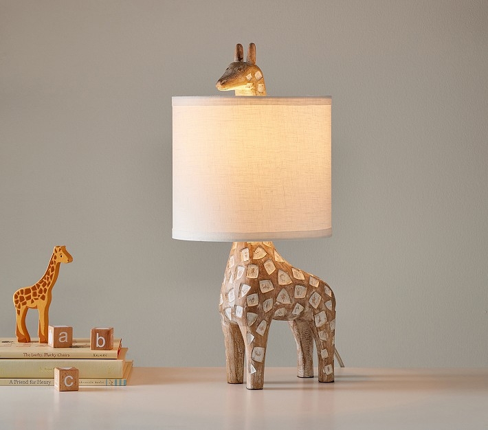 Table Lamp Carved Giraffe Body Geometric Spots Nursery Light