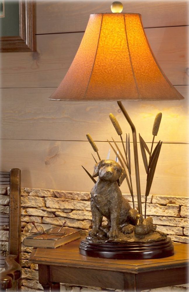 Table Lamp: Cattail Accents Labrador Sculpture Hunting Dog Decor