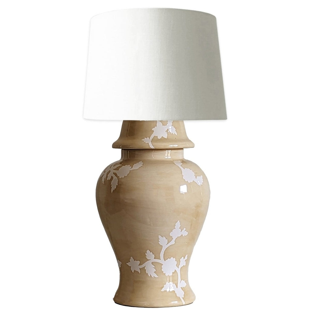 Table Lamp floral relief warm sand ginger jar lamp