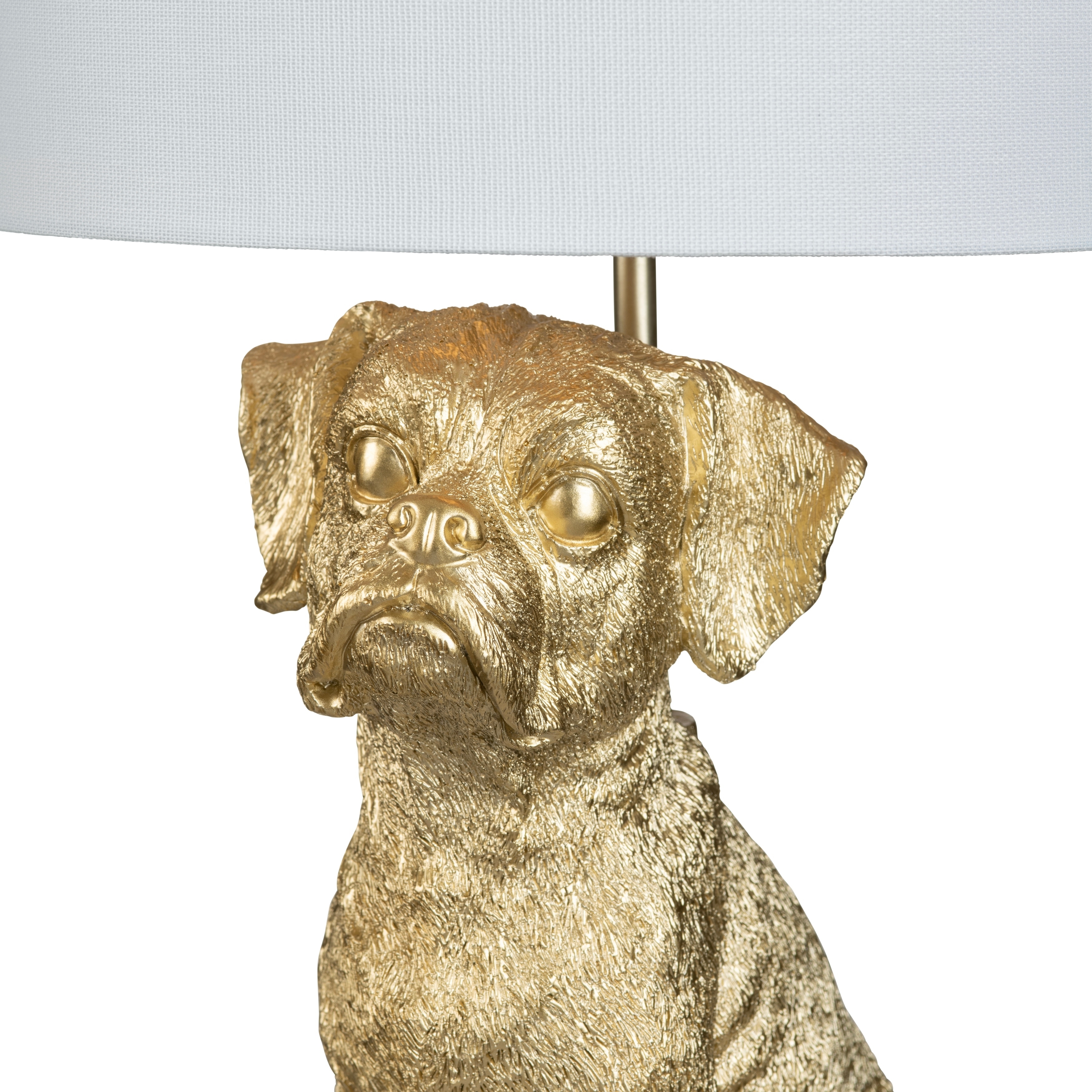 Table Lamp: Gold Resin Dog Bust Base Maximalist Accent Light