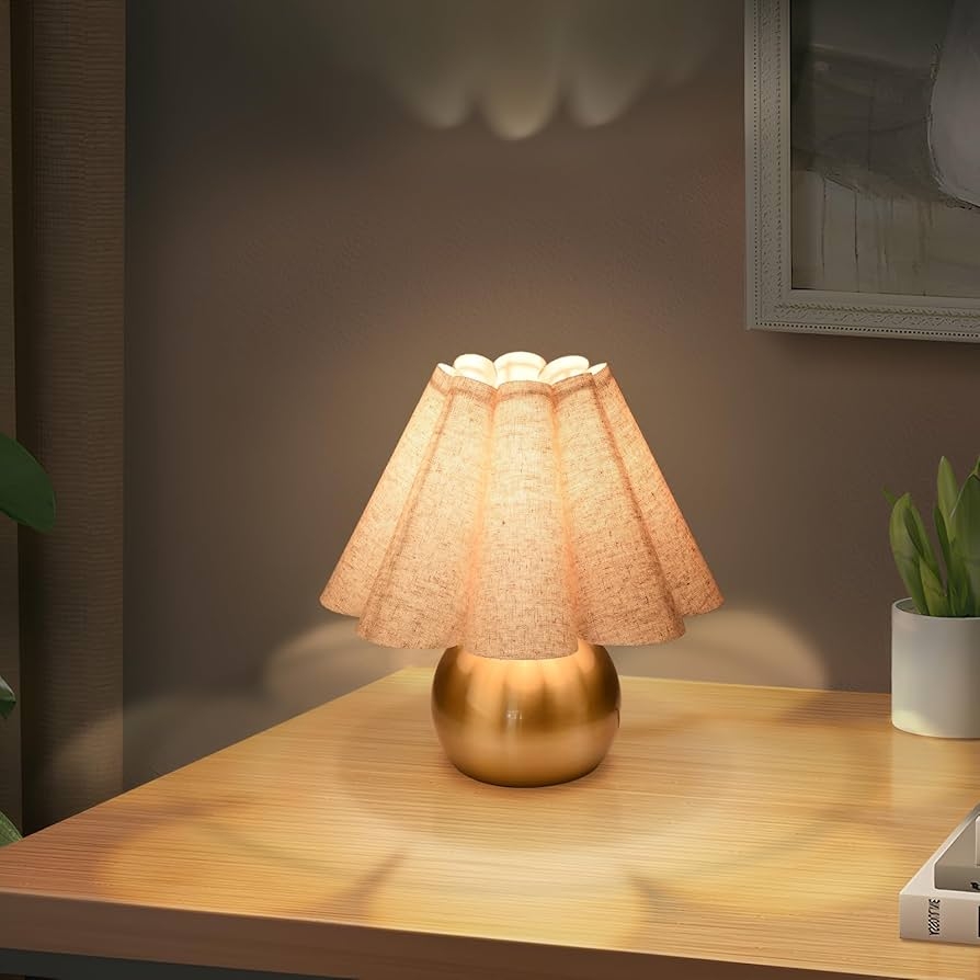 Table Lamp Gold Spherical Base Boho Chic Nightstand Lamp