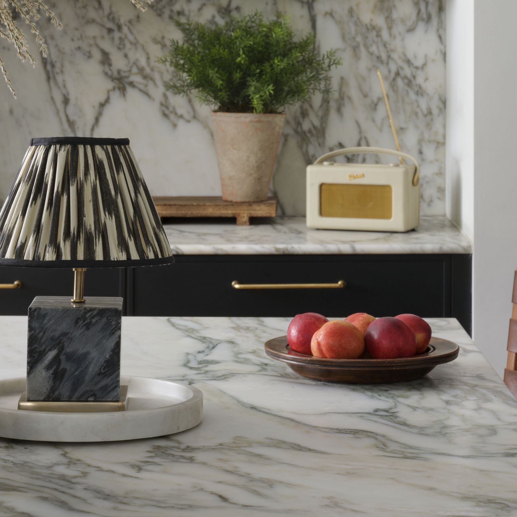 Table Lamp Ikat Lampshade Marble Kitchen Island Styling