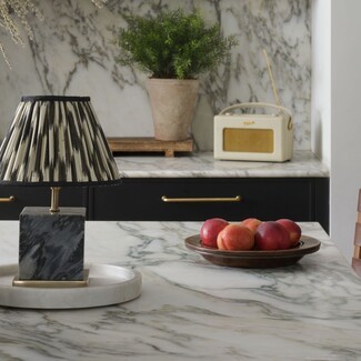 Table Lamp Ikat Lampshade Marble Kitchen Island Styling