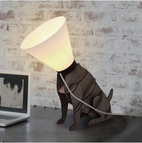 Table Lamp: Layered Wood Body Silhouette Modern Dog Lamp