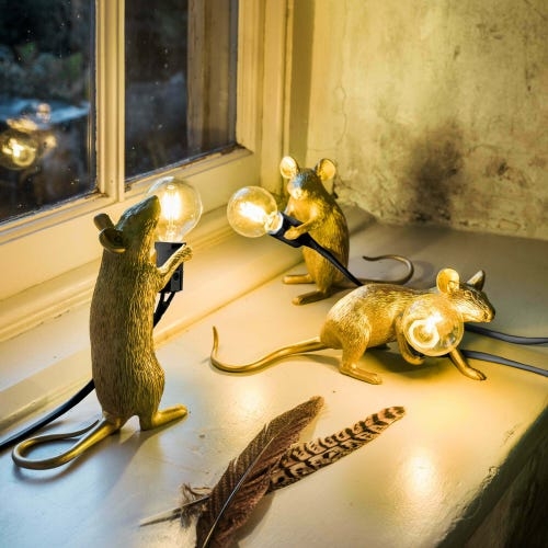 Table Lamp Mouse Shaped Base Textured Brushed Finish Light
