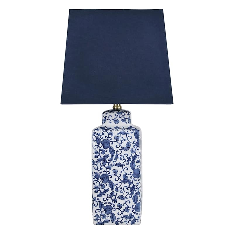 Table Lamp navy blue shade rectangular navy blue chinoiserie lamp