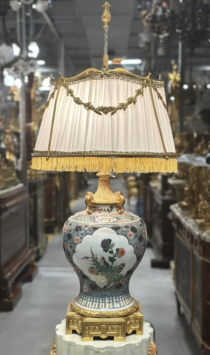 Table Lamp ornate ormolu mounts pleated luxury ormolu table lamp