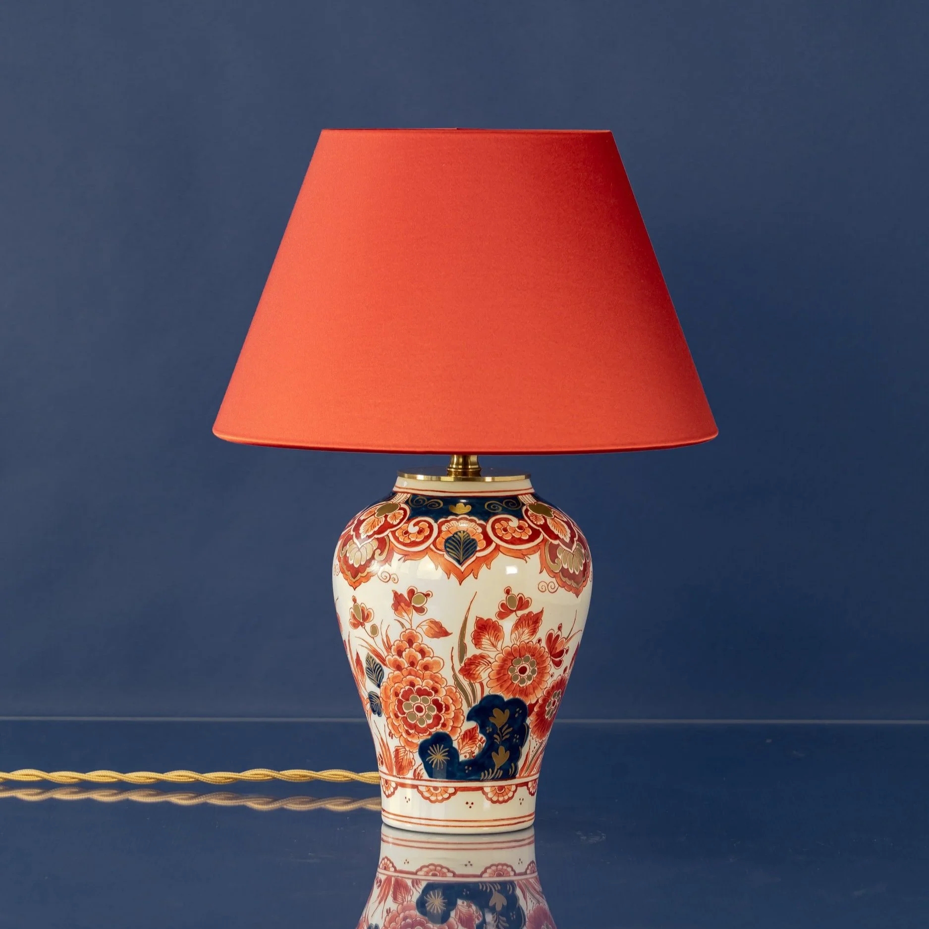 Table Lamp red tapered shade imari red chinoiserie table lamp