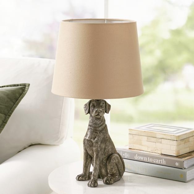 Table Lamp: Retriever Sculpture Antique Bronze Canine Lighting