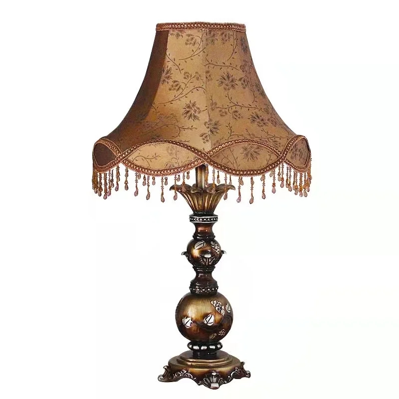 Table Lamp Scalloped Floral Shade with Botanical Base