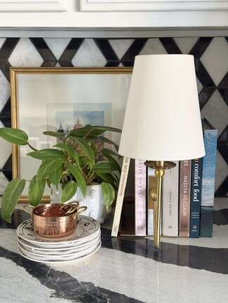 Table Lamp Slim Brass Base Kitchen Vignette Lighting