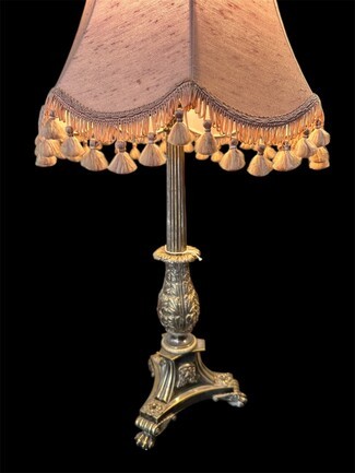 Table Lamp Victorian Tassel with Antique Brass Paw Feet