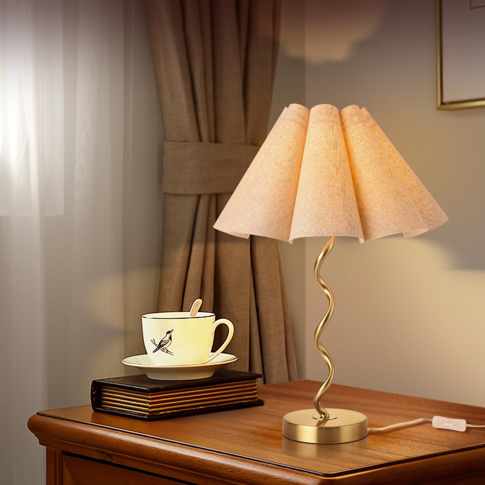 Table Lamp Wavy Stem Organic Modern Nightstand Decor