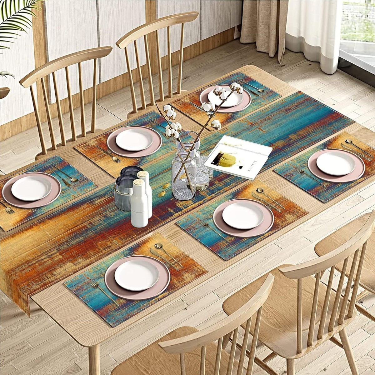 Table Linens: Distressed Abstract Modern Rustic Table Linens