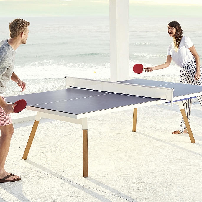 Table Tennis Table with Navy and White Outdoor Ready Frame