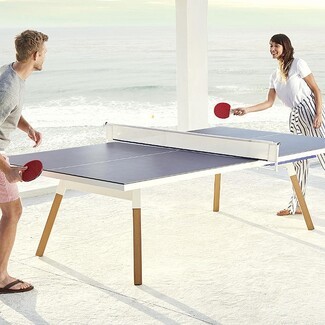 Table Tennis Table with Navy and White Outdoor Ready Frame
