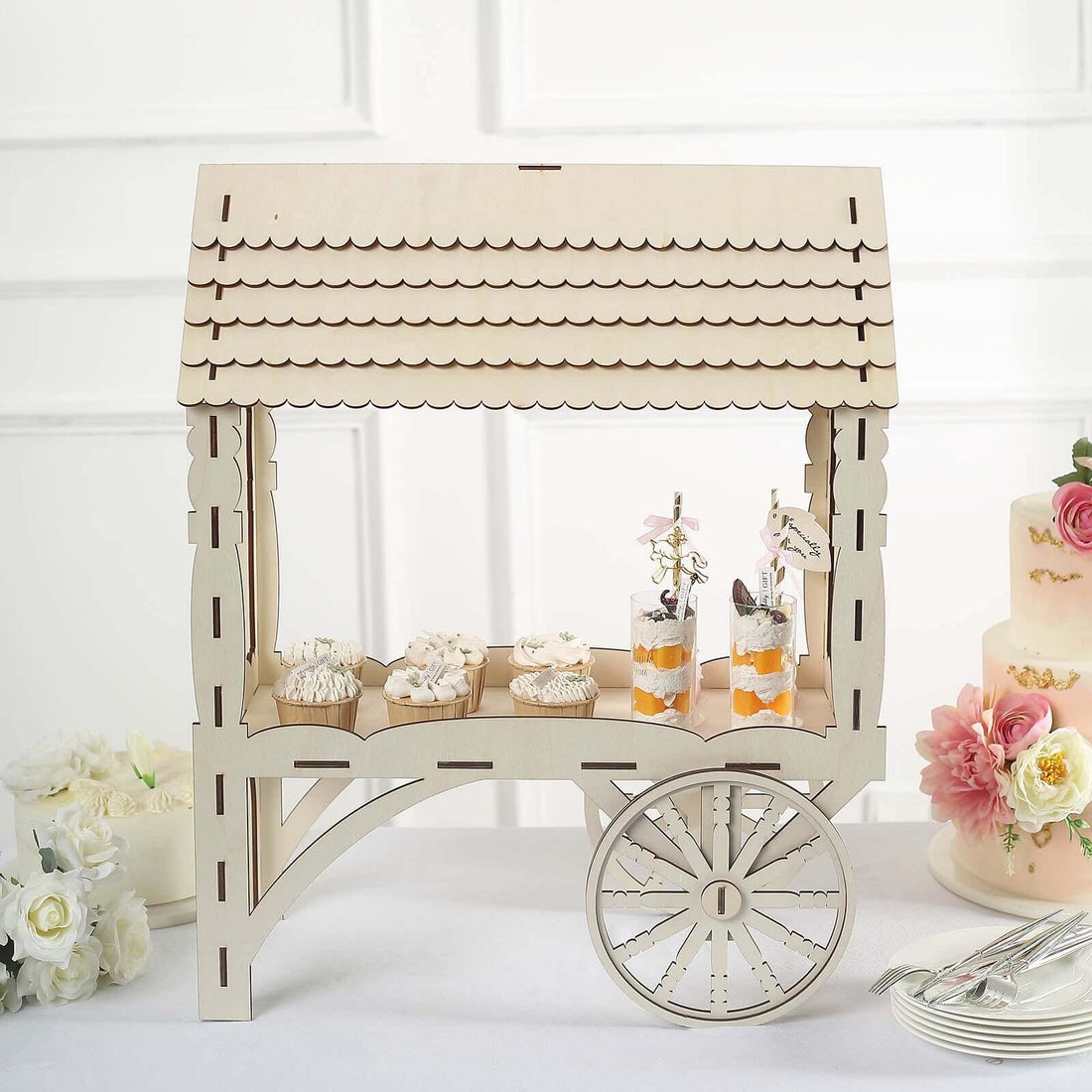 Tabletop Candy Cart with Scalloped Roof for Sweet Stalls