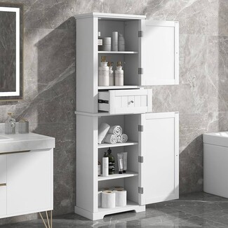 Tall Storage Cabinet: Utility Drawer Shaker Style Linen Cabinet