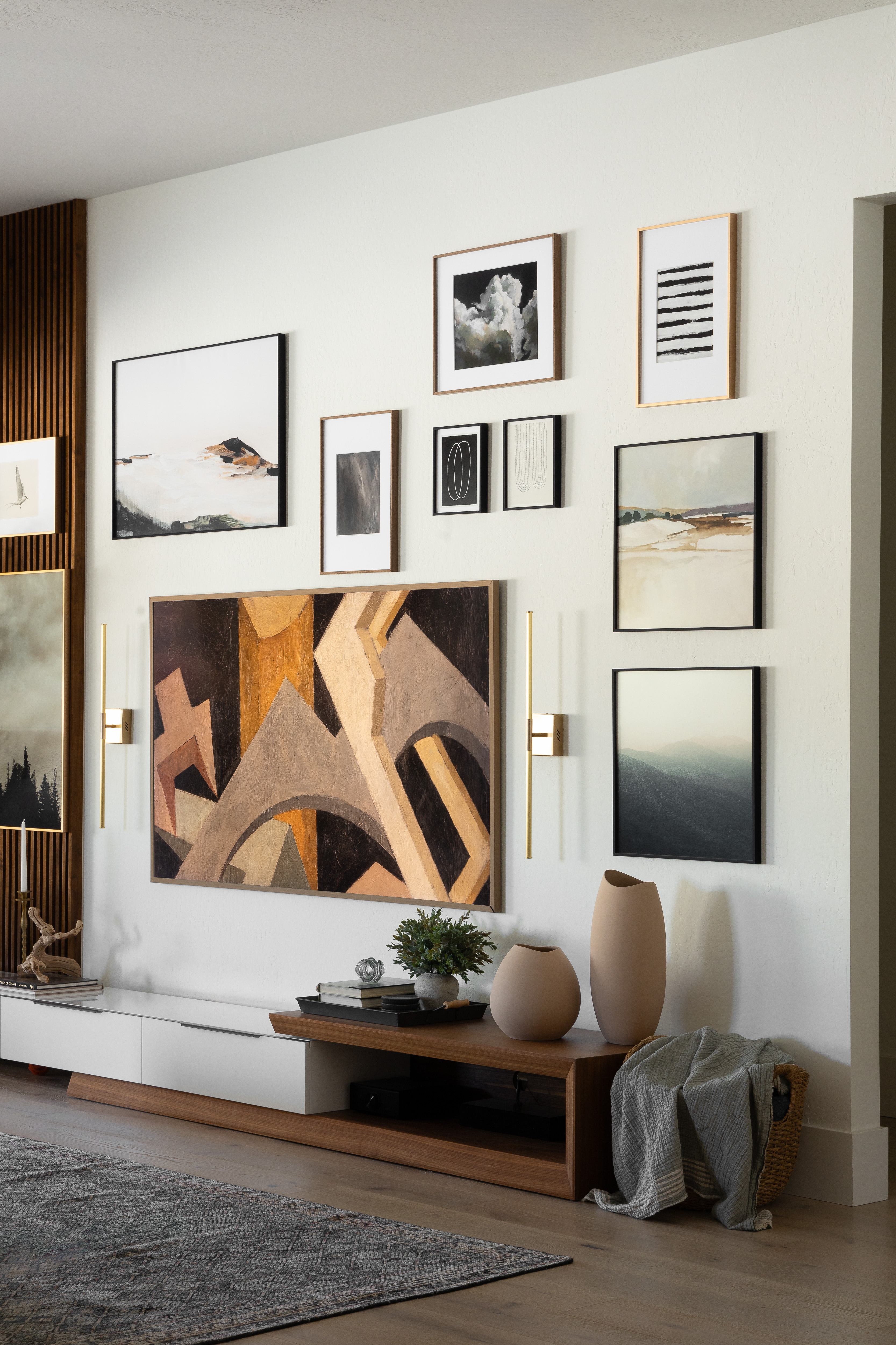 Television Gallery Wall Frame TV Art and Modern Media Console Decor
