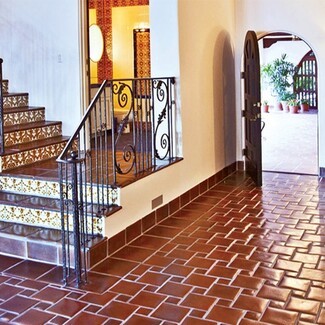 Terracotta Tiles Glazed Pinwheel Patterned Entry Stairs