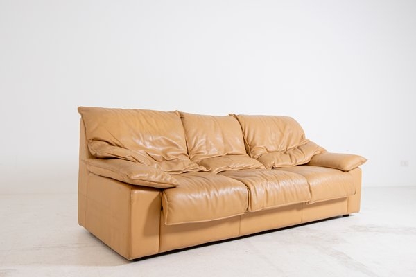Three Seat Sofa with Overstuffed Cushions and Pillow Top
