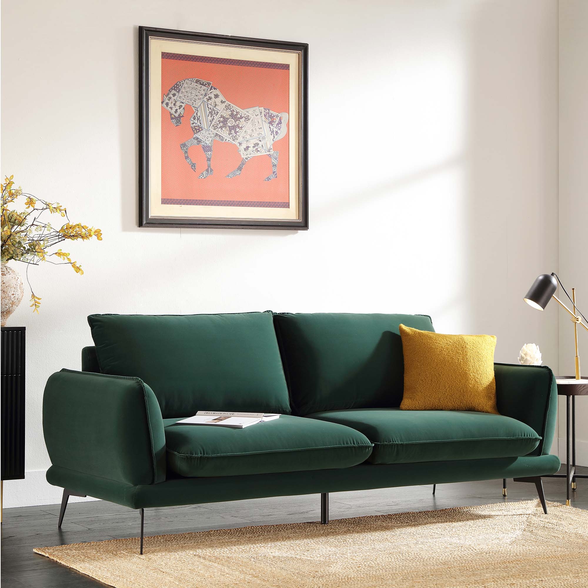Three Seater Sofa Featuring Slim Black Tapered Legs