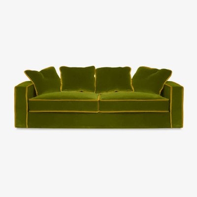Three Seater Sofa Mustard Yellow Trim Velvet Seating