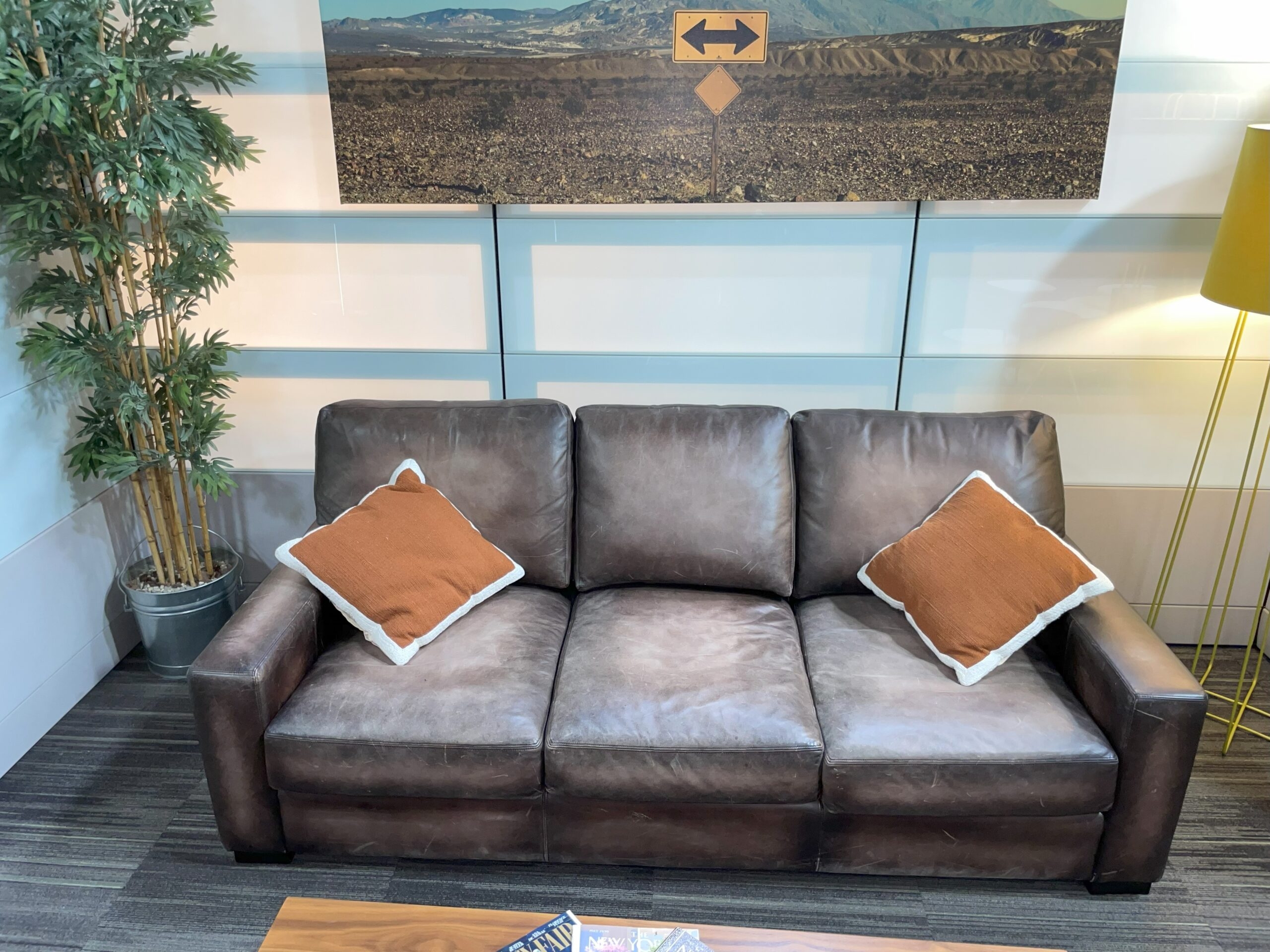 Three Seater Sofa with Square Arms Weathered Brown Lounge