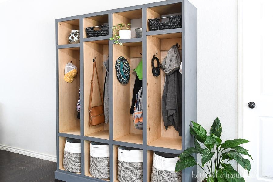 Three Tier Mudroom Lockers with Plywood Interior
