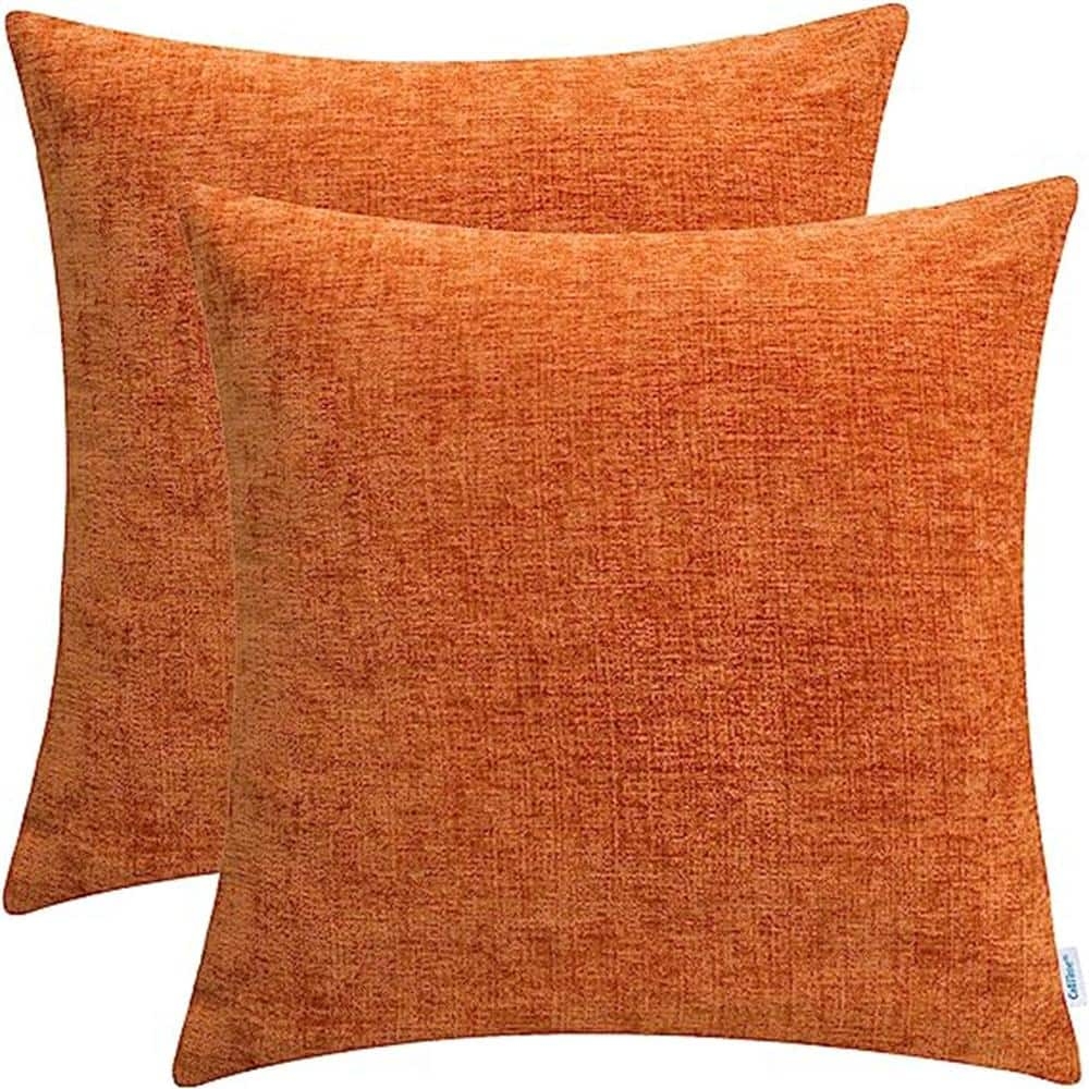 Throw Pillow Cover Burnt Orange Chenille Knife Edge