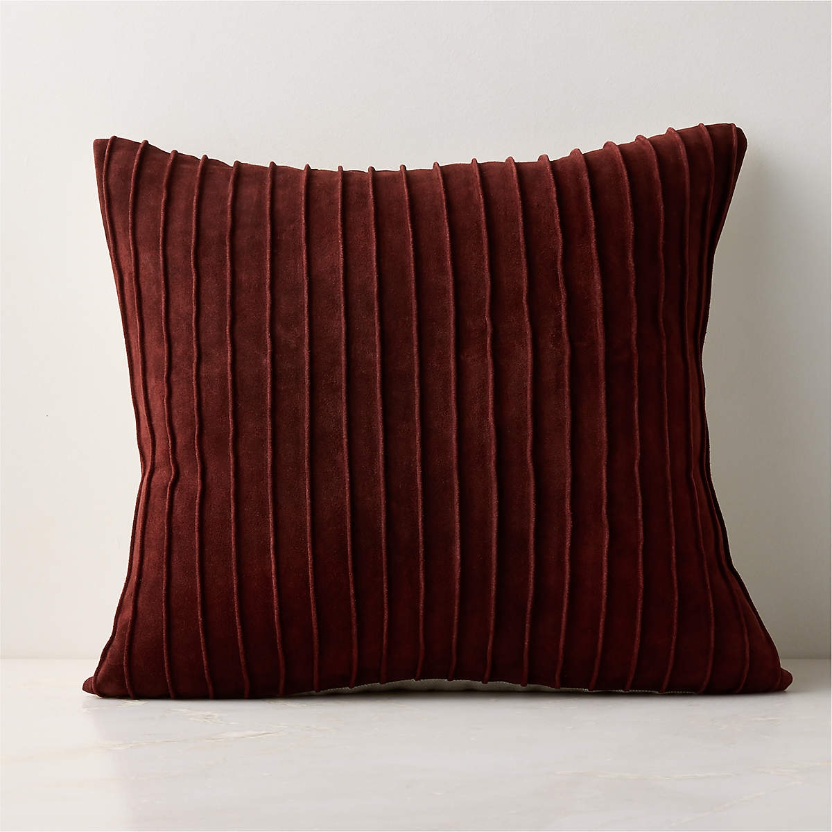 Throw Pillow Cover Gathered Suede Vertical Pleats