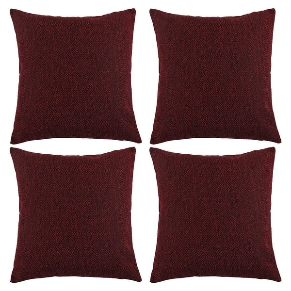 Throw Pillow Cover Geometric Knit Maroon Faux Linen