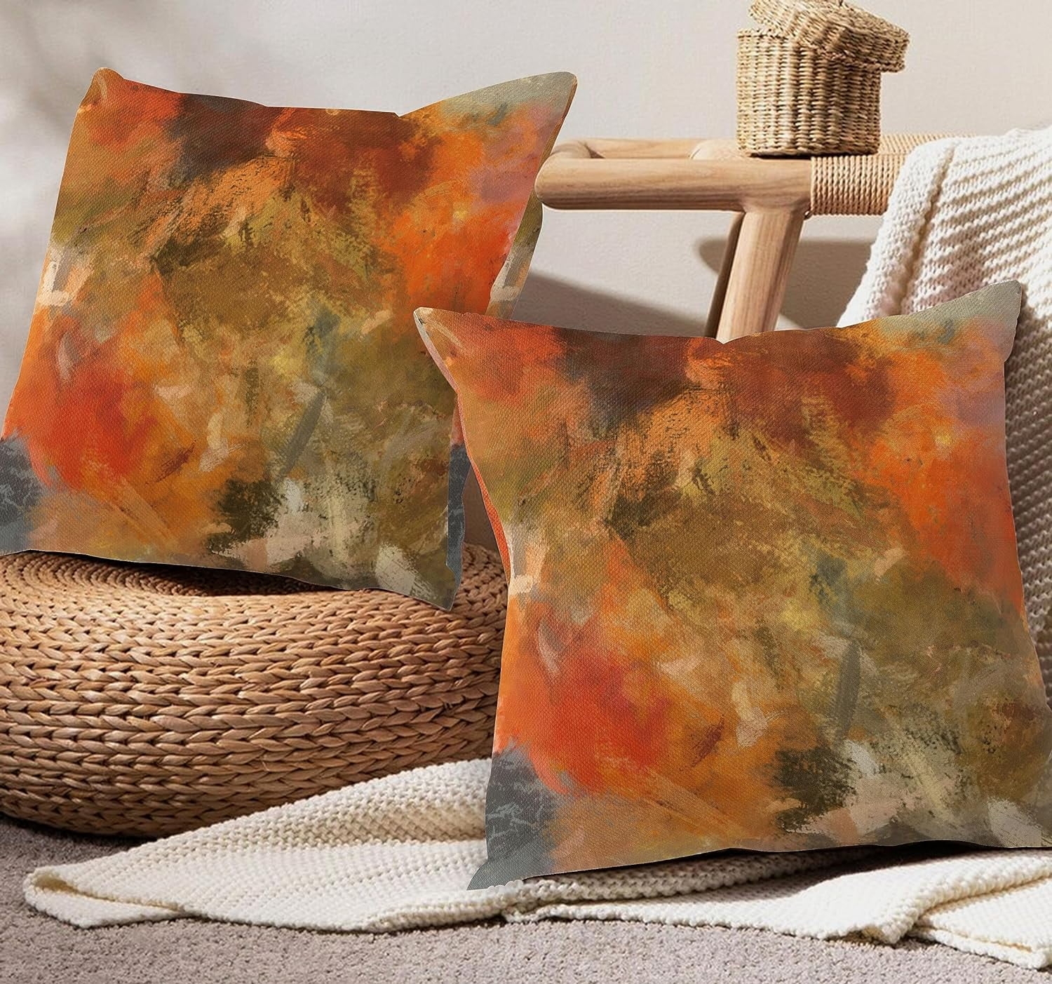 Throw Pillow Cover Painterly Abstract Woven Modern