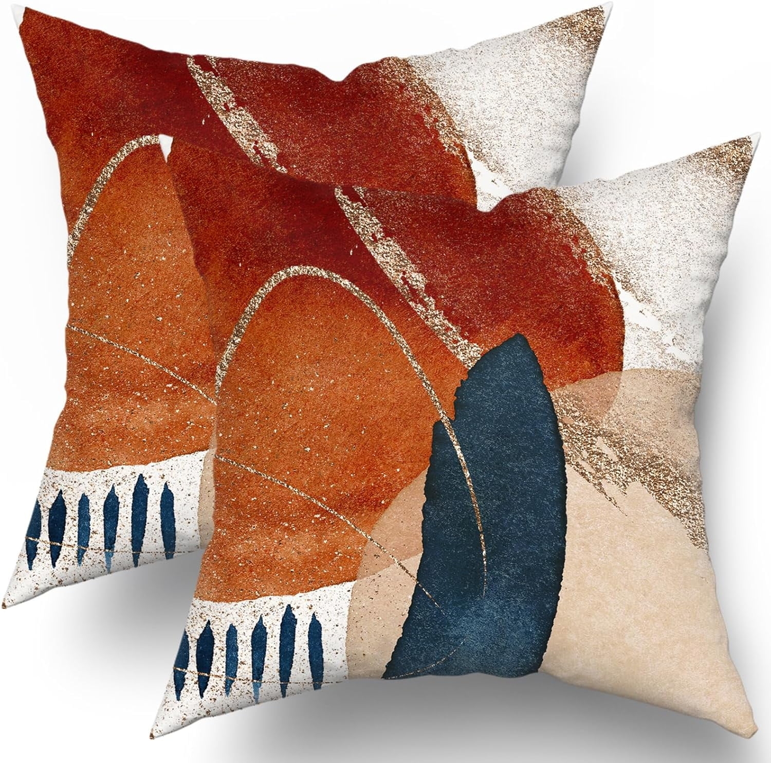 Throw Pillow Covers Abstract Art Gold Glitter Outlines