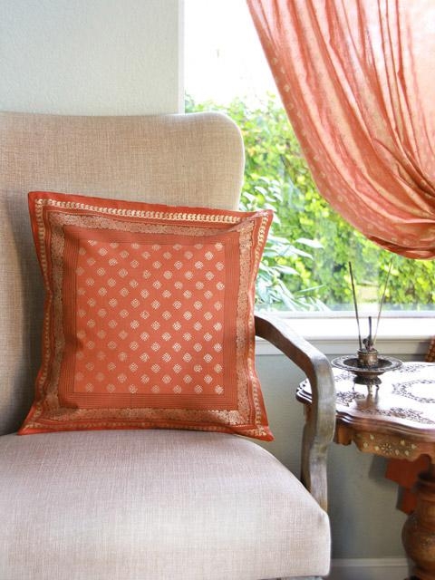 Throw Pillow Geometric Block Print Terracotta Decor