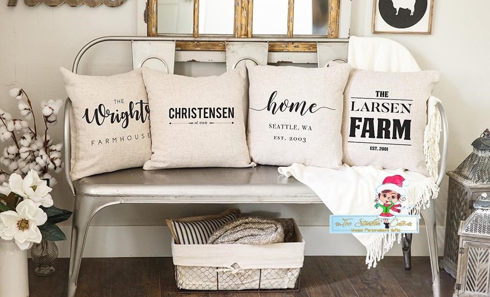 Throw Pillow: Personalized Typography Linen Like Mudroom