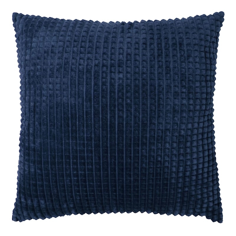 Throw Pillow Raised Grid Check Plush Deep Indigo