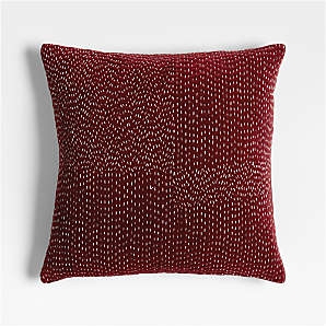 Throw Pillow Sashiko Stitching Deep Bordeaux Finish