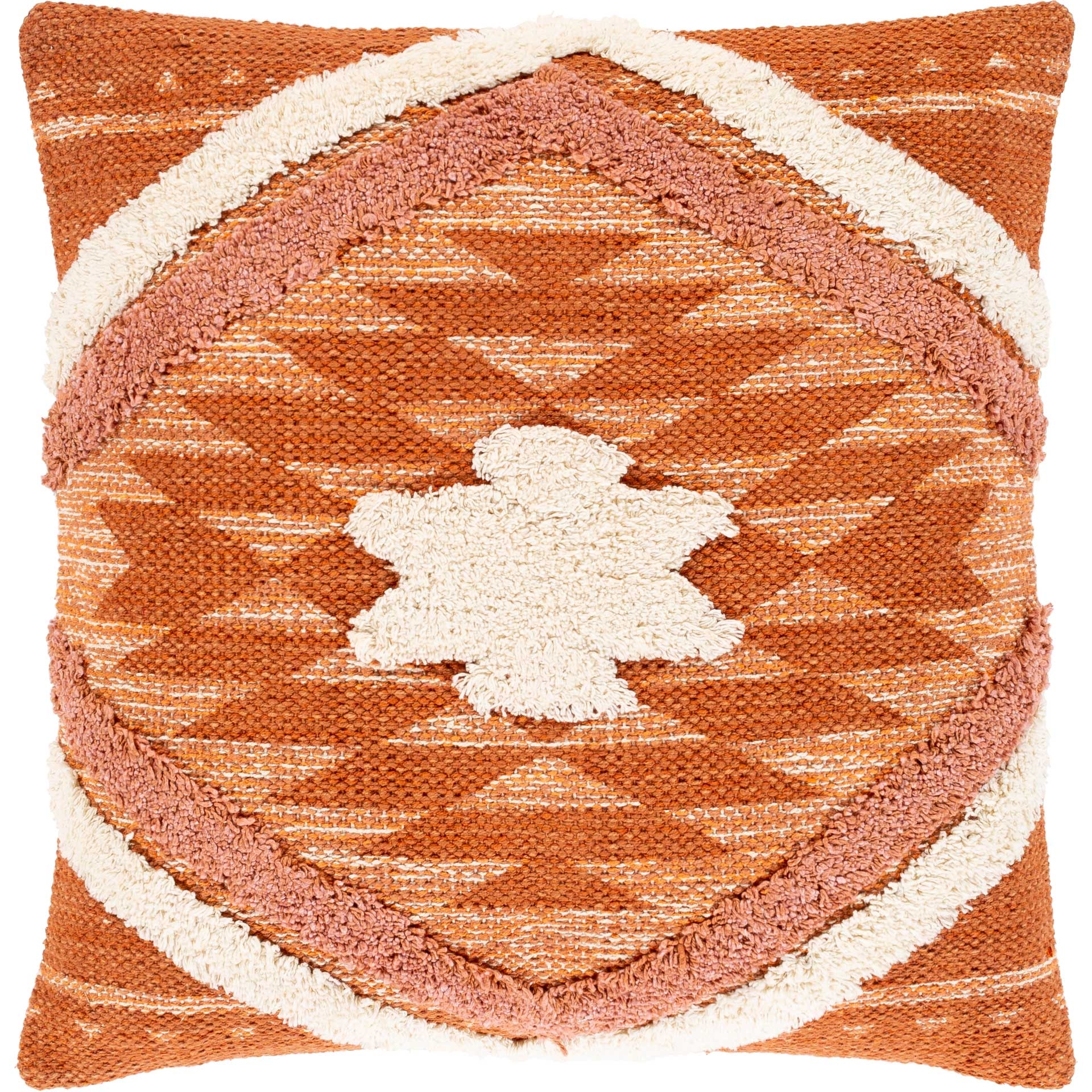 Throw Pillow Shaggy Tufted Diamond Terracotta Kilim